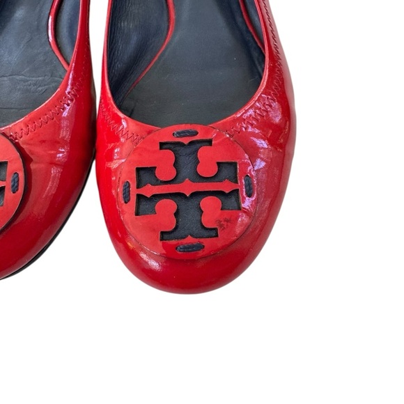 Tory Burch Reva Patent Leather Ballet Flat Shoe Red Size 7.5 - Picture 4 of 9